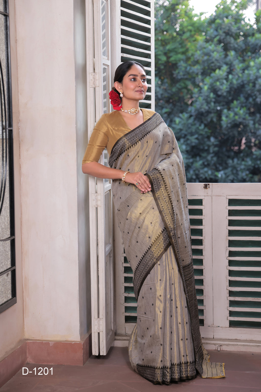 The Ash Gray Tussar Tissue Silk