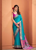 The Midnight Blue & Tangerine Heritage Patola Silk Saree