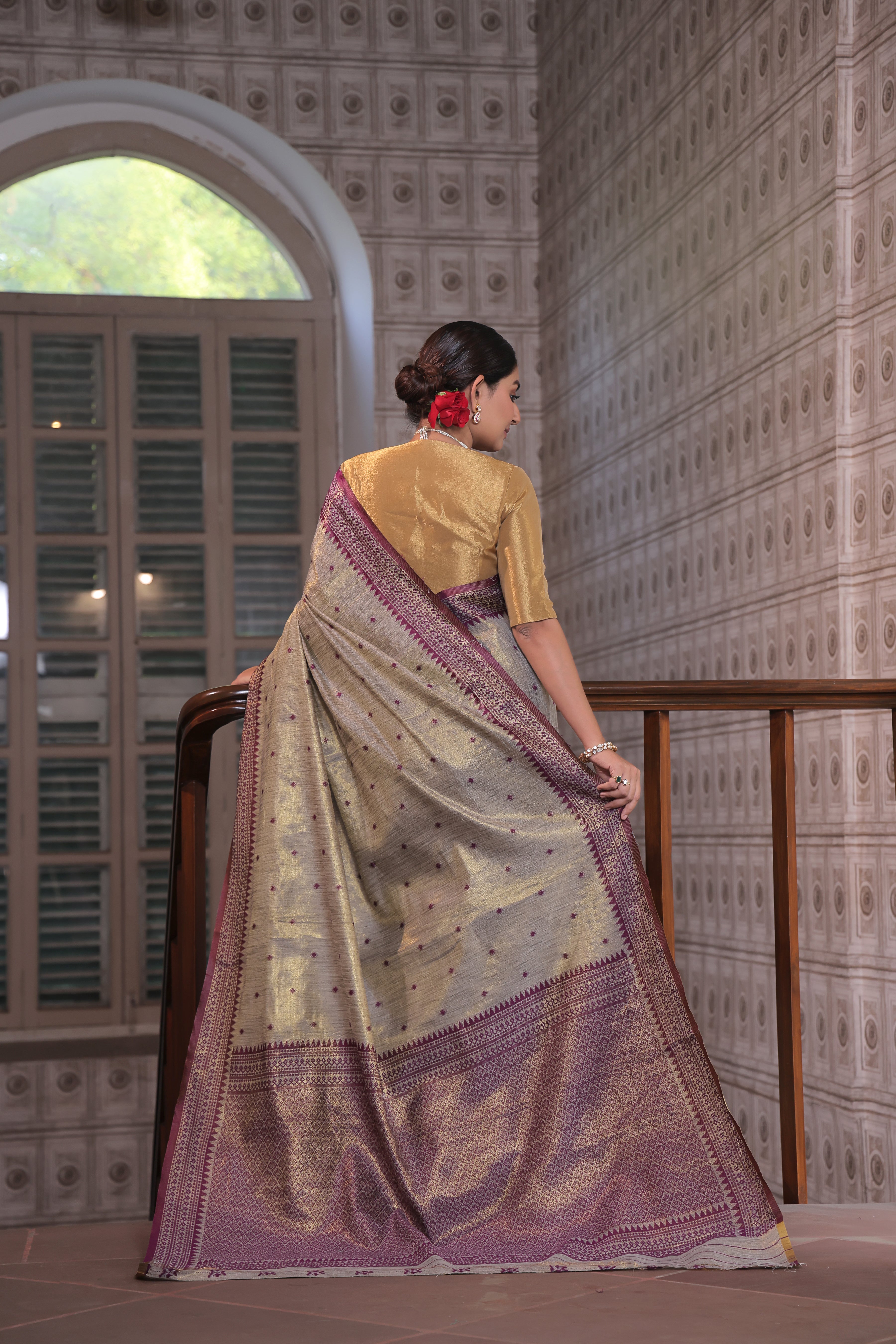 The Beige Tussar Tissue Silk