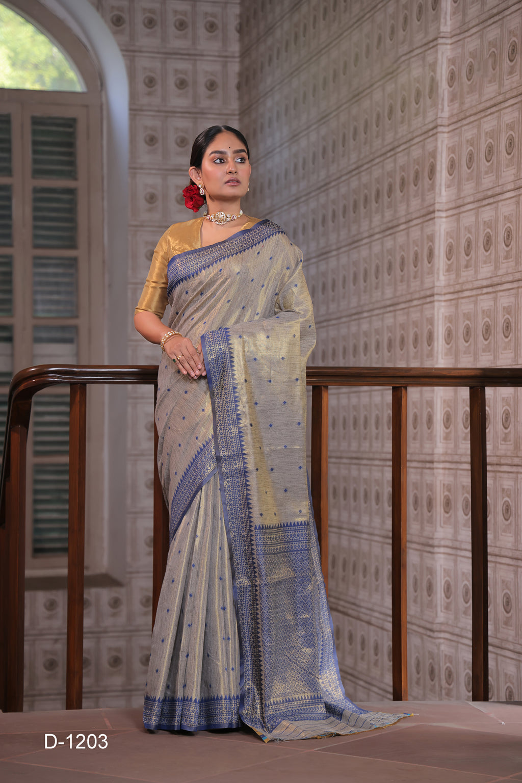The Royal Blue Tussar Tissue Silk
