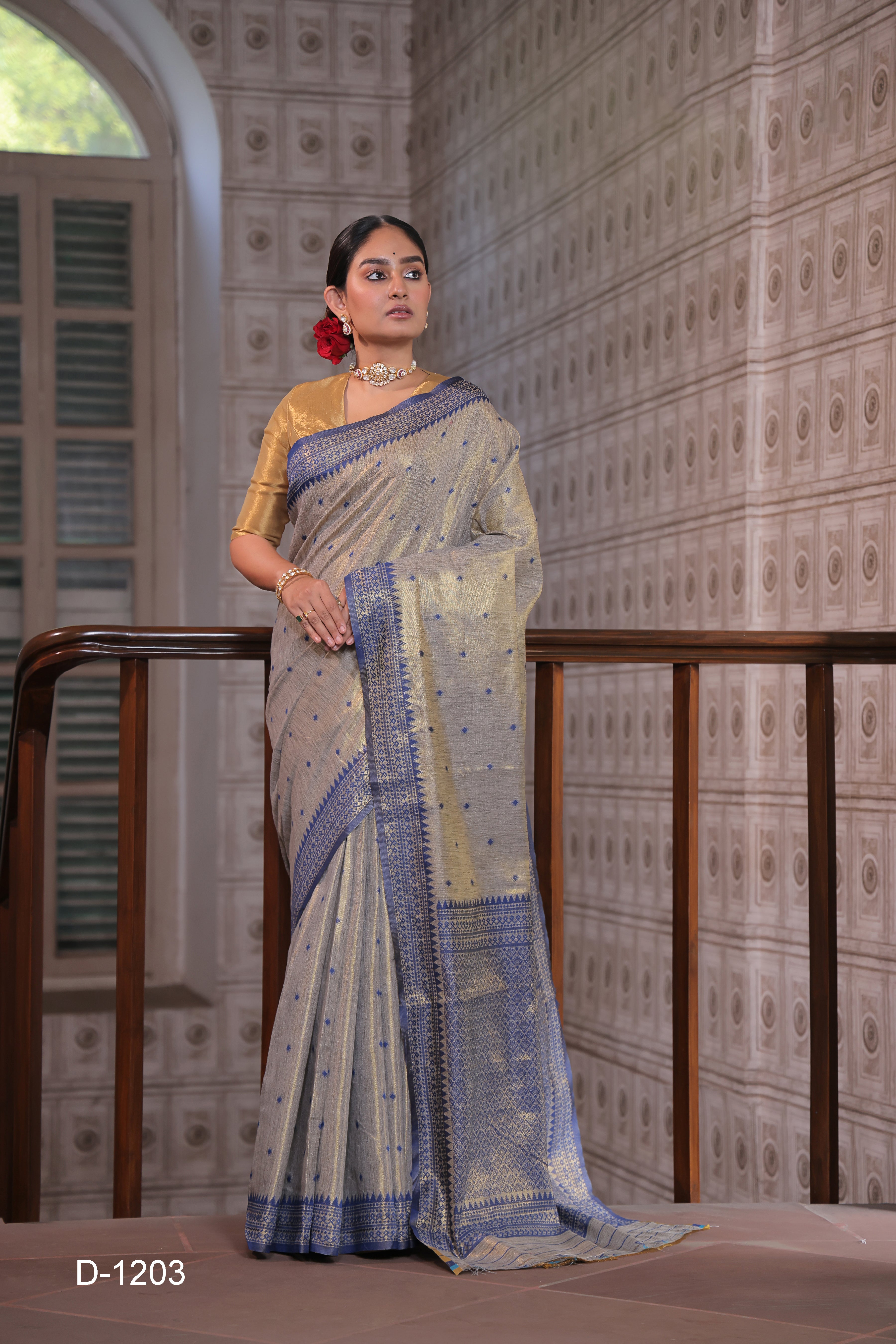 The Royal Blue Tussar Tissue Silk