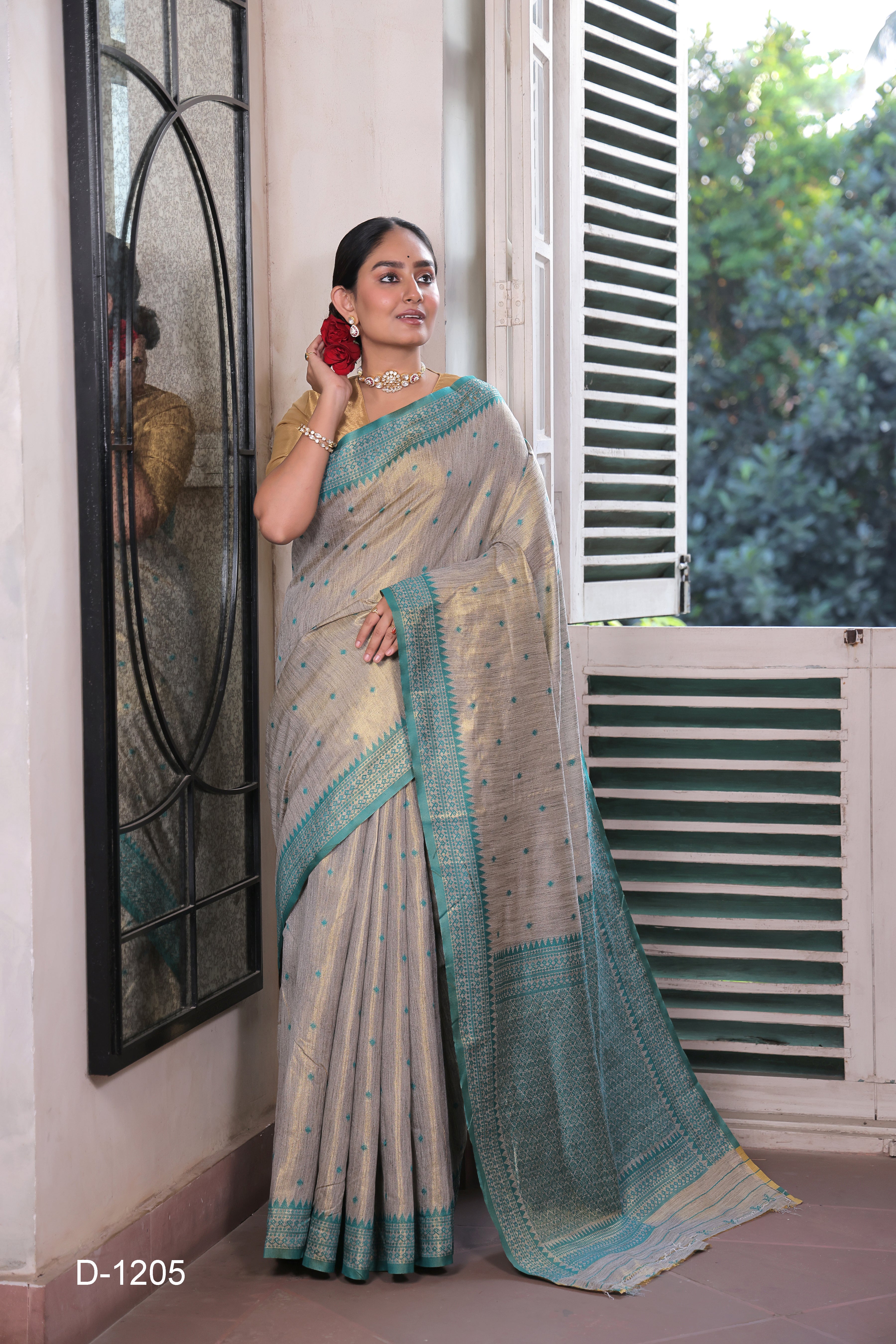 The Rama Green Tussar Tissue Silk