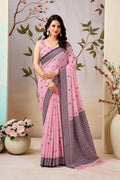 Blush Pink Linen Tissue Saree