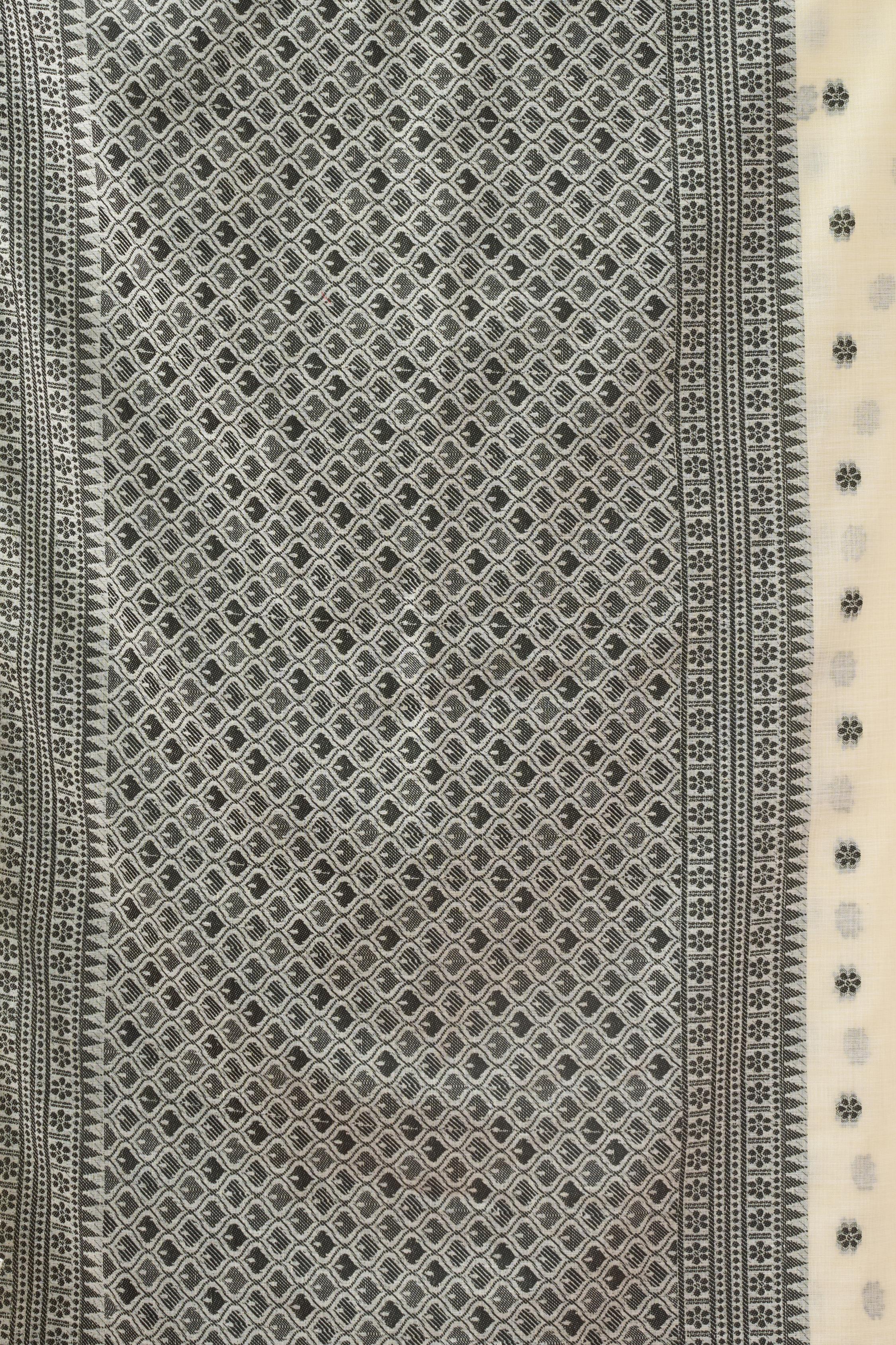 Ivory Pearl Linen Tissue Saree