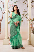 Aqua Mint Linen Tissue Saree