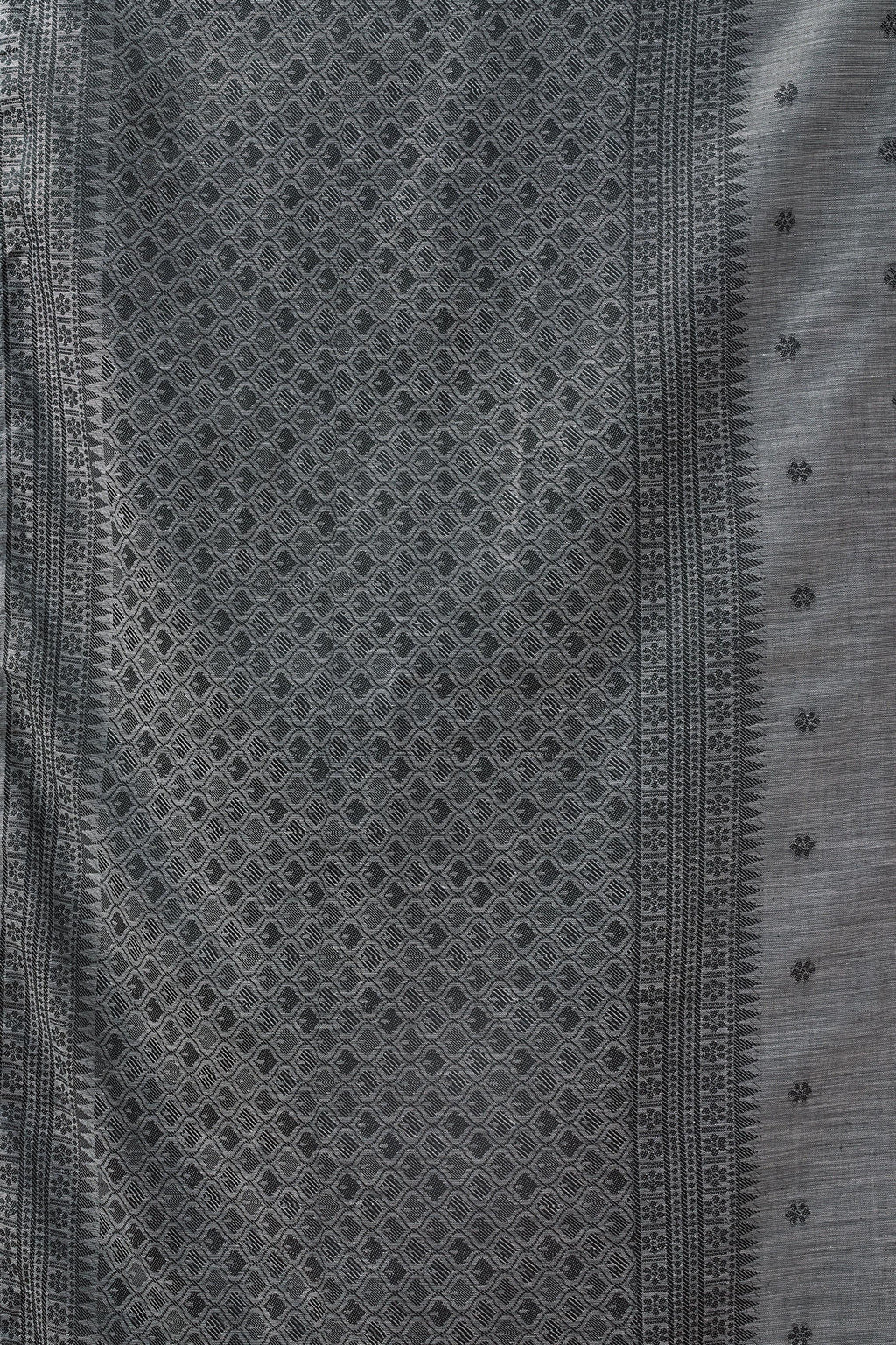 Smoky Grey Linen Tissue Saree