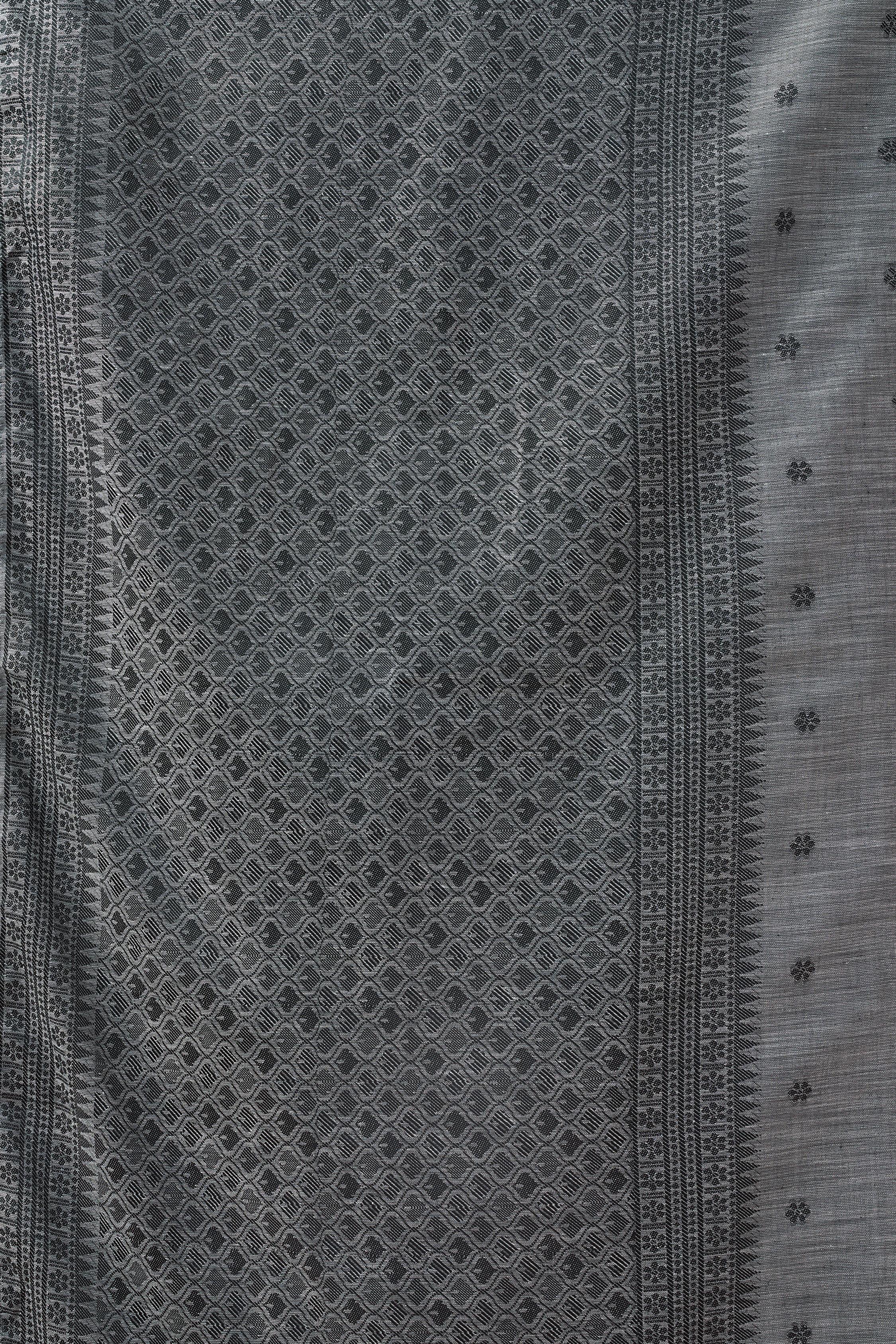 Smoky Grey Linen Tissue Saree