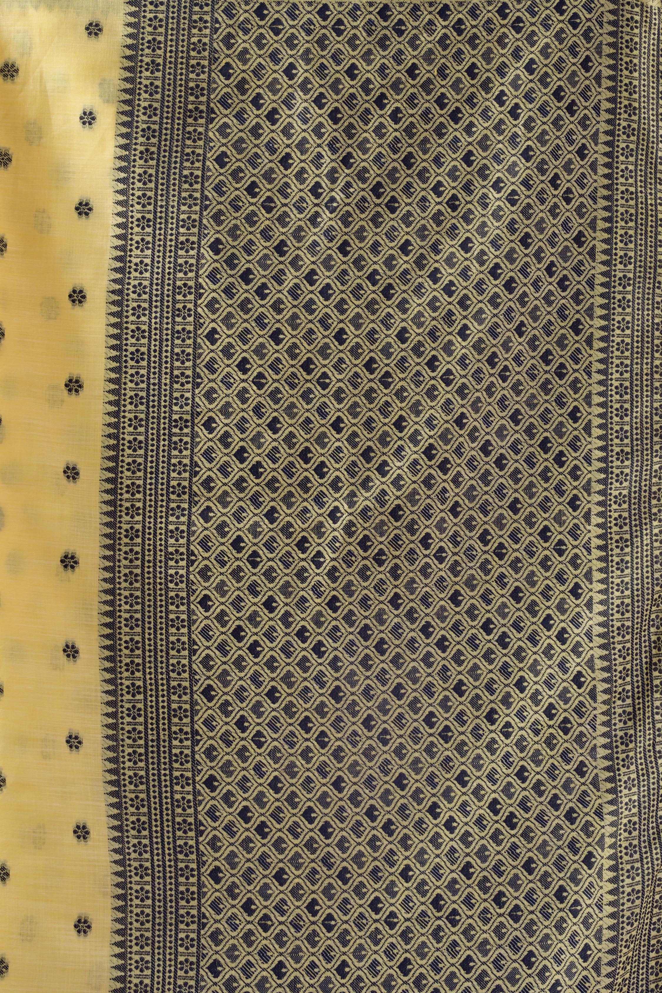 Buttercup Yellow Linen Tissue Saree