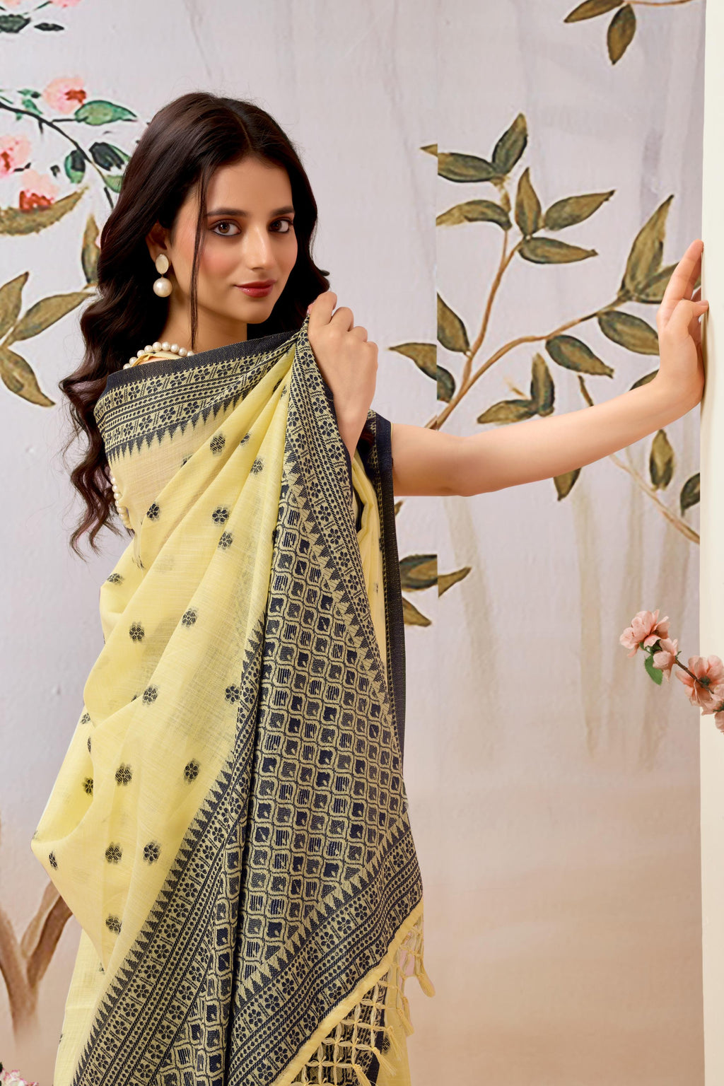 Buttercup Yellow Linen Tissue Saree