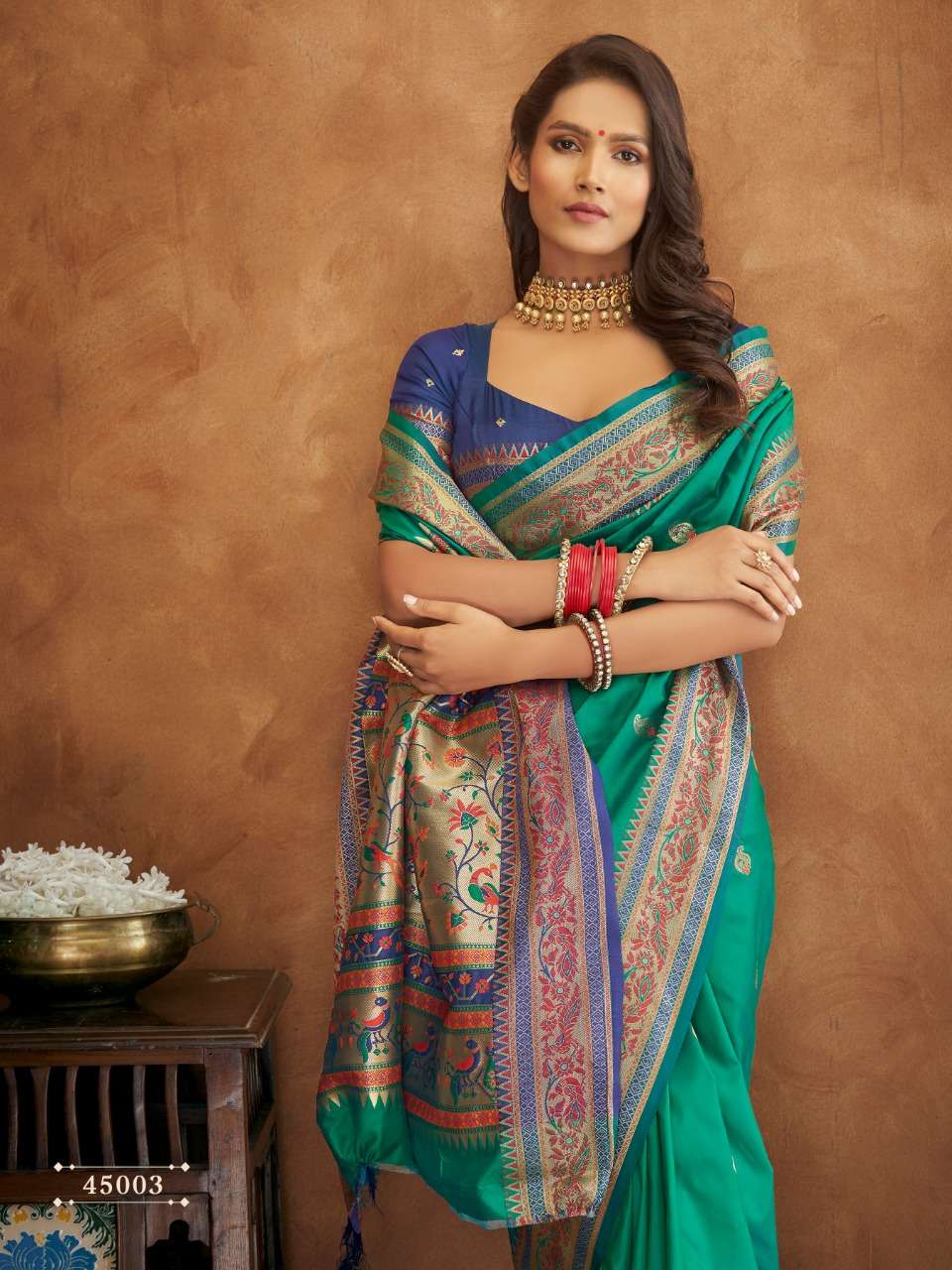 The Emerald Green Banarasi Soft Silk