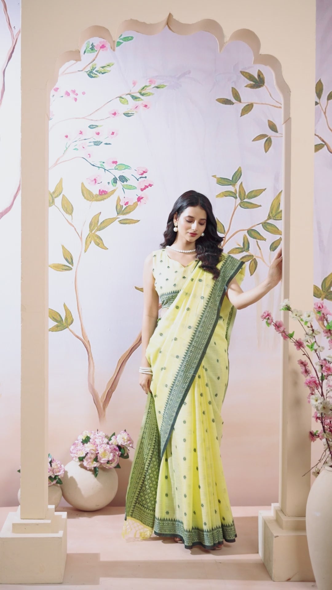 Buttercup Yellow Linen Tissue Saree